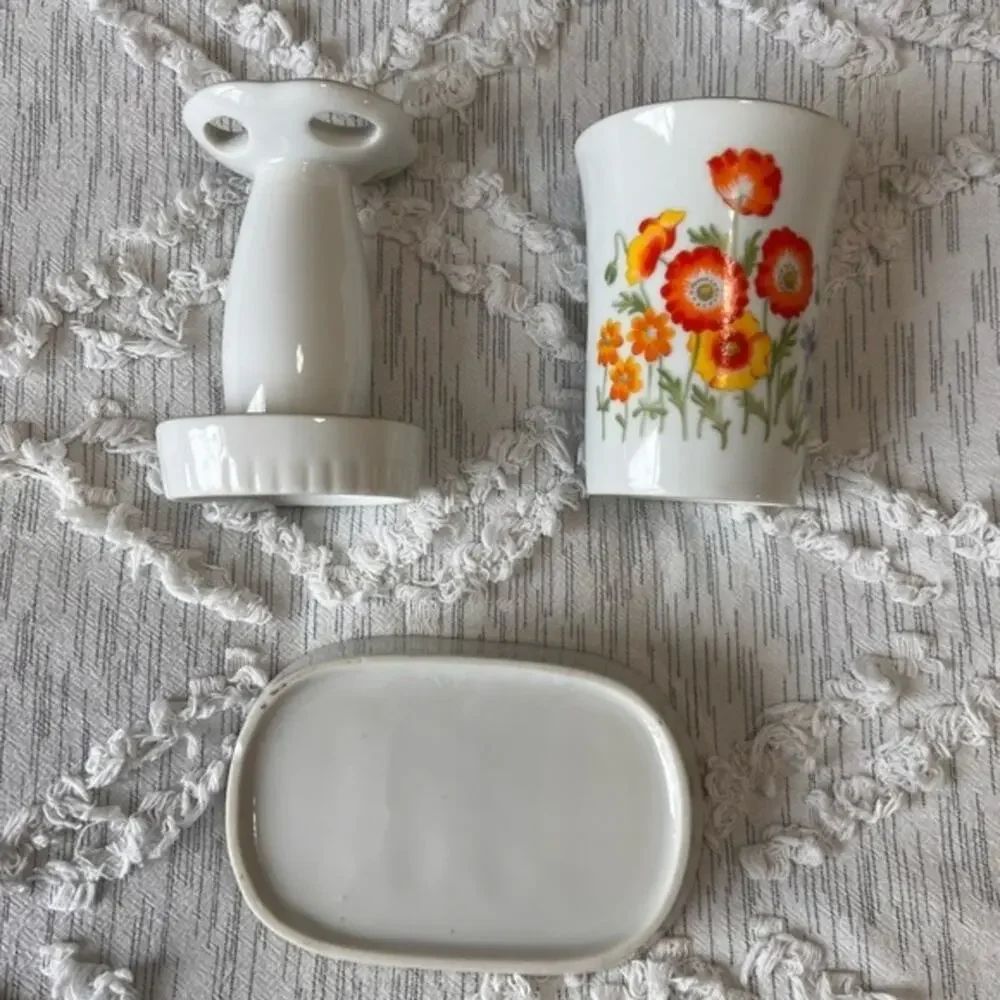 Vintage Takahashi San Francisco Set Soap Dish Toothbrush‎ Stand Cup